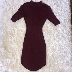 Burgundy body con dress